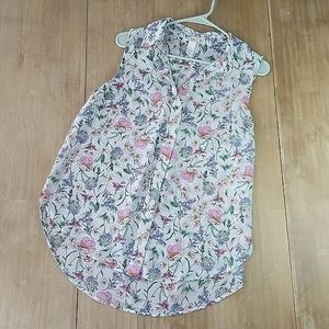 H&M Blouse, Button Down Sleeveless Sheer Floral, size 8